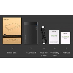Case 2.5 Ugreen 9mm para SSD-HDD USB 3.0